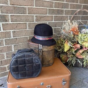 Maevey J Upcycled Gucci Ribbon Black Felt Hat